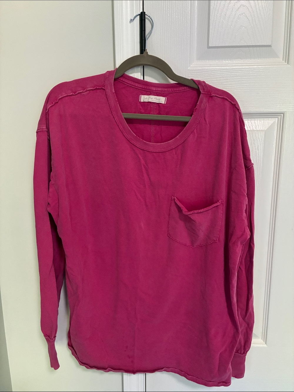 We The Free Women's Magenta Long-Sleeve Pocket Sweatshirt
